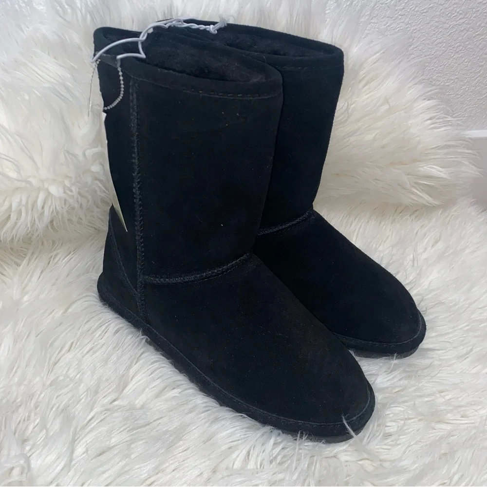BearPaw Black Suede Sherpa Boots - Picture 3 of 10